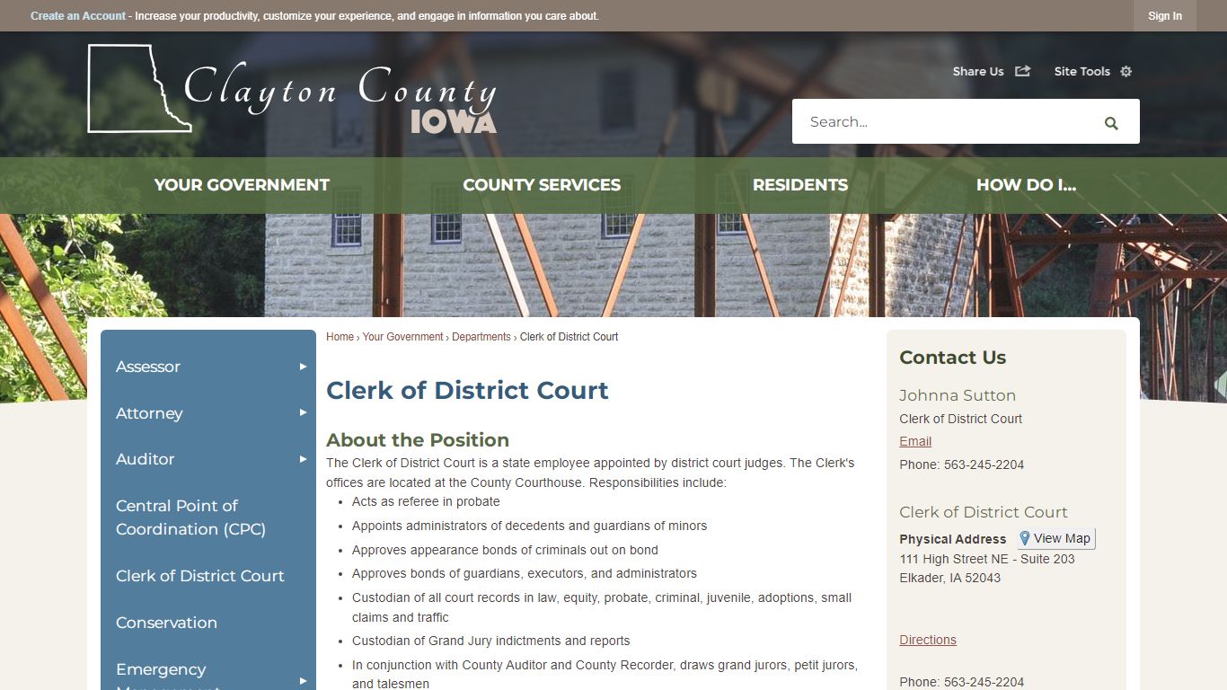 Clerk of District Court | Clayton County, IA